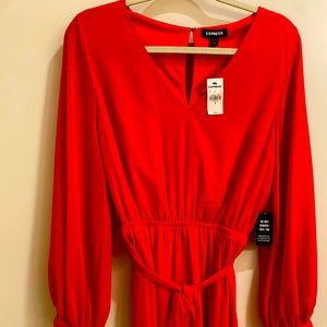 Express mini dress with sheer sleeves